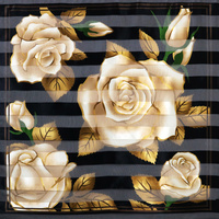 MIDNIGHT ROSE GARDEN CHIFFON  SATIN NECK HEAD SCARF WRAP