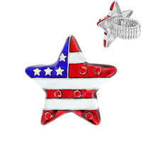 Patriotic American Flag Star Ring With Stones Stretch Ring Sfr15R