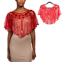 SEQUIN EMBROIDERED WRAP CAPE SHAWL