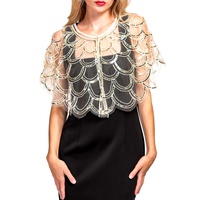 1920S INSPIRED SEQUIN EMBROIDERED FRINGE SHAWL