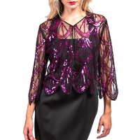 1920S INSPIRED SEQUIN EMBROIDERED FRINGE SHAWL