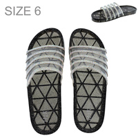 RHINESTONE FLAT TRANSPARENT STRIPED JELLY SLIDES