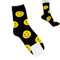 ADULT SIZE WOMEN'S SMILEY FACE PATTERN COTTON KNIT NOVELTY SOCKS