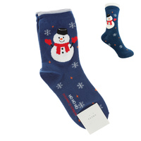 SANTA/ CHRISTMAS TREE/ SNOWMAN -ADULT SIZE HO-HO-HO STOCKING STUFFER CHRISTMAS THEMED COTTON KNIT NOVELTY SOCKS