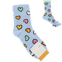 VALENTINE'S DAY ADULT SIZE WOMEN'S MULTICOLOR HEART PATTERN COTTON KNIT NOVELTY SOCKS