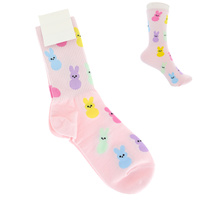 EASTER ADULT SIZE WOMEN'S MULTICOLOR BUNNY RABBIT PATTERN COTTON KNIT NOVELTY CREW SOCKS