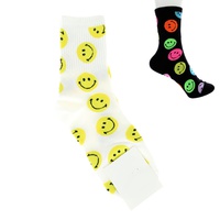 ADULT SIZE WOMEN'S SMILEY FACE PATTERN COTTON KNIT NOVELTY SOCKS