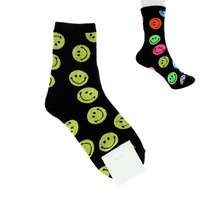 ADULT SIZE WOMEN'S SMILEY FACE PATTERN COTTON KNIT NOVELTY SOCKS