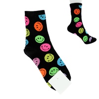 ADULT SIZE WOMEN'S SMILEY FACE PATTERN COTTON KNIT NOVELTY SOCKS