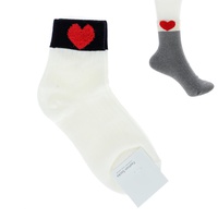 TWO TONE VALENTINE'S DAY ADULT SIZE WOMEN'S HEART COTTON KNIT NOVELTY SOCKS