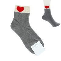 TWO TONE VALENTINE'S DAY ADULT SIZE WOMEN'S HEART COTTON KNIT NOVELTY SOCKS