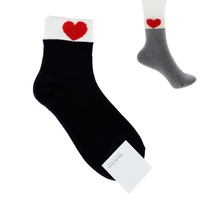 TWO TONE VALENTINE'S DAY ADULT SIZE WOMEN'S HEART COTTON KNIT NOVELTY SOCKS