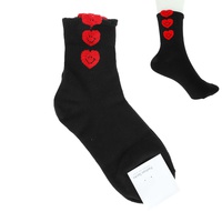 WOMEN'S FUZZY SMILEY FACE COTTON KNIT CREW SOCKS