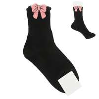 CUFF BOW COTTON KNIT CREW SOCKS