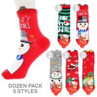 HO-HO-HO/ HO-HO-HO SNOWMAN/ MERRY CHRISTMAS SNOWMAN/ MERRY CHRISTMAS SANTA/ELF- 12 PACK 4 STYLES 3PCS EACH-ASSORTED STOCKING STU