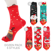 HO-HO-HO /SANTA'S SLEIGH/REINDEER/ SNOWMAN/ RUDOLPH- 12 PACK 5 STYLES ASSORTED STOCKING STUFFER WINTER CHRISTMAS THEMED FLUFFY P