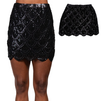 FLAPPER SEQUIN EMBELLISHED SCALLOPED PARTY SKIRT