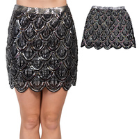 FLAPPER SEQUIN EMBELLISHED SCALLOPED PARTY SKIRT