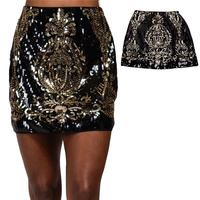 BAROQUE DESIGN SEQUIN EMBELLISHED PARTY MINI SKIRT