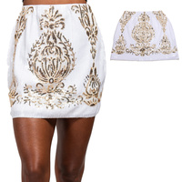 BAROQUE DESIGN SEQUIN EMBELLISHED PARTY MINI SKIRT