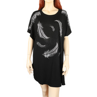 FALLING FEATHERS RHINESTONE T-SHIRT DRESS