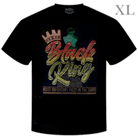 BLACK KING "MOST IMPORTANT PIECE IN THE GAME" CRYSTAL RHINESTONE STUDDED CREW NECKLINE SHORT SLEEVE GRAPHIC T-SHIRT IN BLACK