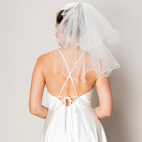 BRIDAL WEDDING BACHELORETTE SHORT 2 TIER BOW VEIL