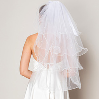 BRIDAL WEDDING BACHELORETTE  4 TIERS RETRO BOW PEARL VEIL