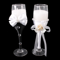 WEDDING MR & MRS CHAMPAGNE GLASS CANDLE HOLDERS