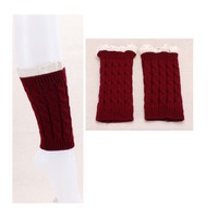 Cable Knit Leg Warmer With Lace Trim
