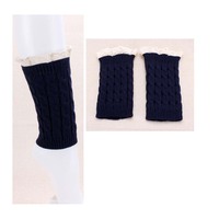 Cable Knit Leg Warmer With Lace Trim