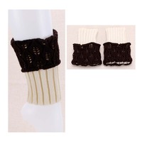 Rib Knit Leg Warmer With Fold Over Lace Wl23Br