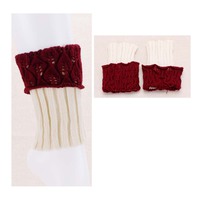 Rib Knit Leg Warmer With Fold Over Lace Wl23By