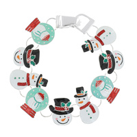 CHRISTMAS THEMED SNOWMAN SNOW GLOBE ENAMEL METALLIC CLASP BRACELET