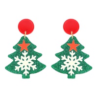 CHRISTMAS TREE GLITTER ACRYLIC EARRINGS