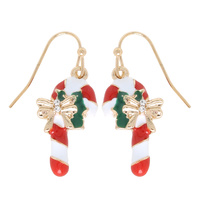 CANDY CANE ENAMEL COATED EARRINGS