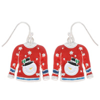 CHRISTMAS SWEATER STOCKING ENAMEL COATED EARRINGS