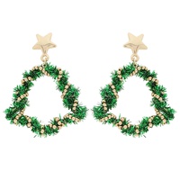 CHRISTMAS TREE METALLIC TINSEL EARRINGS