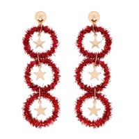 TINSEL WREATH LONG DROP CHRISTMAS EARRINGS