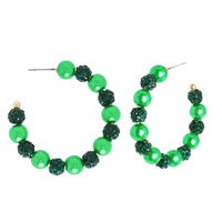 RHINESTONE SPHERE OPEN HOOP CHRISTMAS EARRINGS