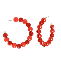 RHINESTONE SPHERE OPEN HOOP CHRISTMAS EARRINGS