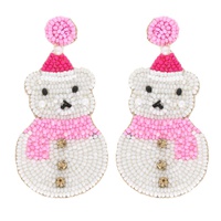 POLAR BEAR SNOWMAN CHRISTMAS BEADED EARRINGS