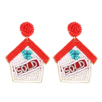 HOMEOWNERS SOLD HOUSE BEADED EMBROIDERY EARRINGS