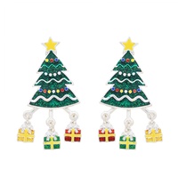 CHRISTMAS TREE GIFTS GLITTER ENAMEL EARRINGS
