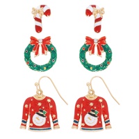 3-PAIR CHRISTMAS ENAMEL ASSORTED EARRING SET
