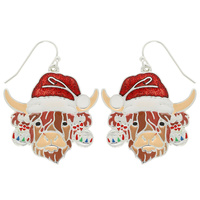 CHRISTMAS 3D HIGHLAND COW EPOXY EARRINGS