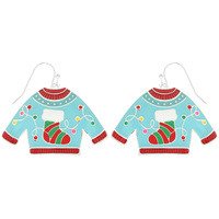 CHRISTMAS UGLY SWEATER ENAMEL EARRINGS