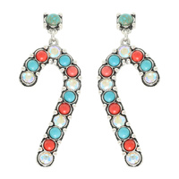 WESTERN CHRISTMAS CANDY CANE POST EARRINGS