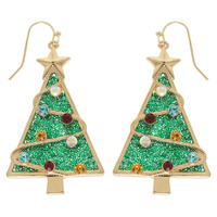 CHRISTMAS TREE CRYSTAL ACRYLIC EARRINGS
