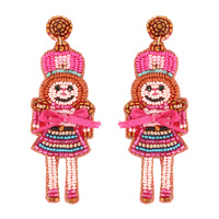 CHRISTMAS NUTCRACKER BEADED POST EARRINGS